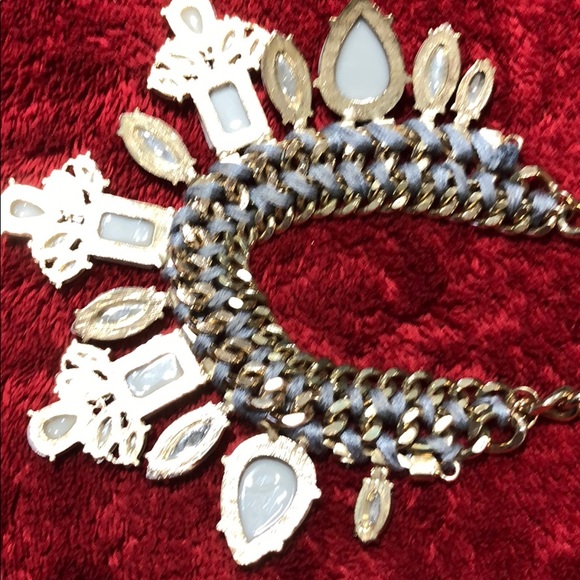 NECKLACE VINTAGE LIKE IN GREY AND STONE - Picture 5 of 6